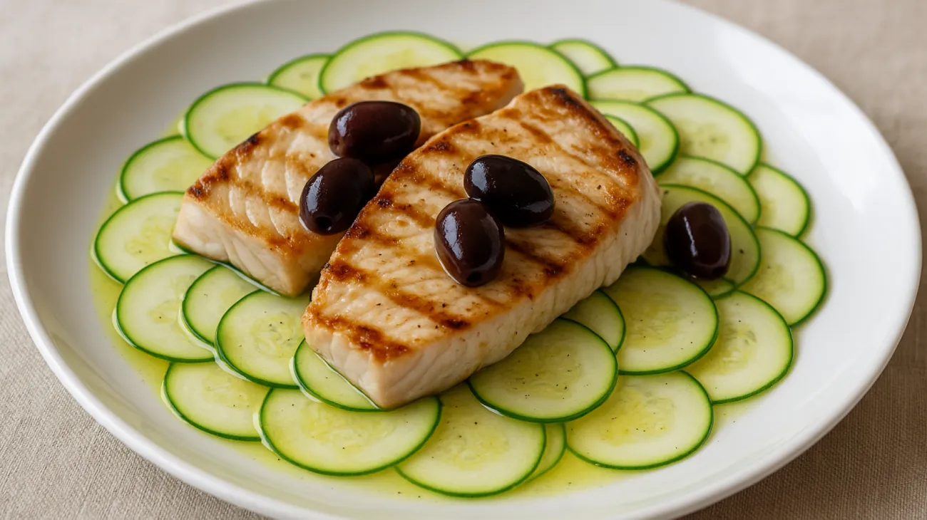 ricciola olive taggiasche zucchine novelle"